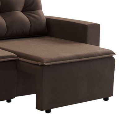 Sofá 3 Lugares Retrátil Amsterdã I Suede Marrom 180 cm