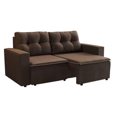 Sofá 3 Lugares Retrátil Amsterdã I Suede Marrom 180 cm