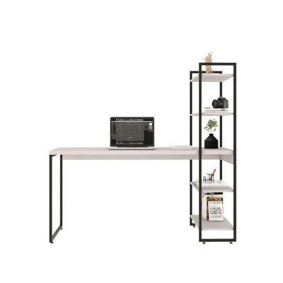Escrivaninha com Estante Studio Branca e Preta 146 cm