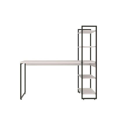 Escrivaninha com Estante Studio Branca e Preta 146 cm