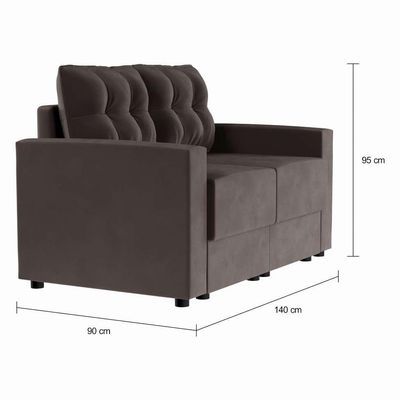 Sofá 2 Lugares Retrátil Dortmund Suede Grafite 140 cm