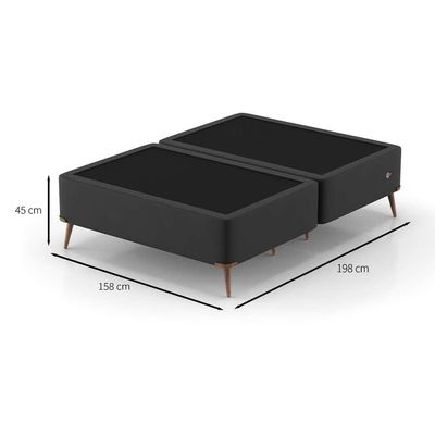 Base para Cama Box Queen com Entrada USB Night (45x158x198 cm) Suede Preta