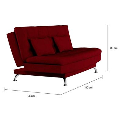 Sofá-Cama Casal 3 Lugares Estilo Suede Vermelho