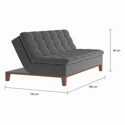 Sofá-Cama 3 Lugares Casal Premium Pretty Base e Pés de Madeira Suede Cinza