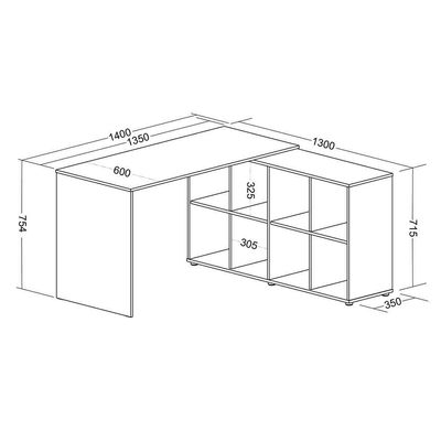 Mesa de Escritório em L Nero Branco