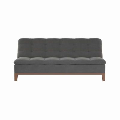 Sofá-Cama 3 Lugares Casal Premium Pretty Base e Pés de Madeira Suede Cinza