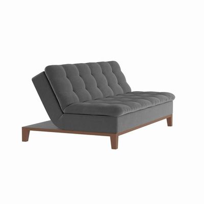 Sofá-Cama 3 Lugares Casal Premium Pretty Base e Pés de Madeira Suede Cinza