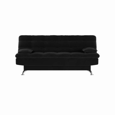 Sofá-Cama Casal 3 Lugares Autenticidade Suede Pés de Metal Preto