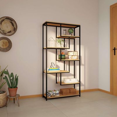 Estante Merin Marrom e Preta 180 cm