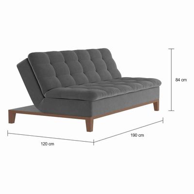 Sofá-Cama 3 Lugares Casal Premium Extra Base e Pés de Madeira Suede Cinza