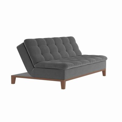Sofá-Cama 3 Lugares Casal Premium Extra Base e Pés de Madeira Suede Cinza