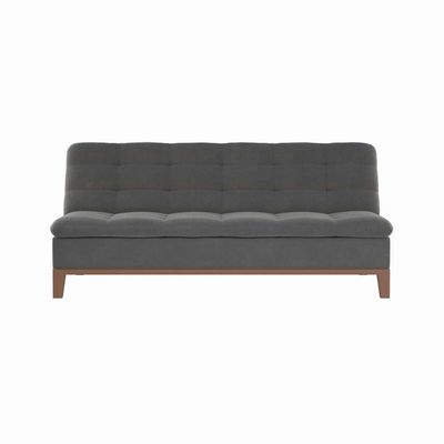 Sofá-Cama 3 Lugares Casal Premium Extra Base e Pés de Madeira Suede Cinza