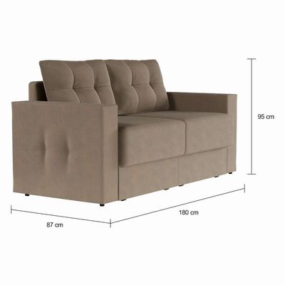 Sofá 3 Lugares Retrátil Munique Suede Bege 180 cm