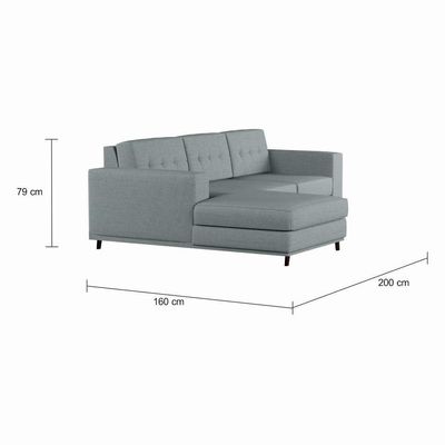 Sofá 3 Lugares Esquerdo Life com Chaise Esquerdo Pé Palito Linho Cotton Cinza