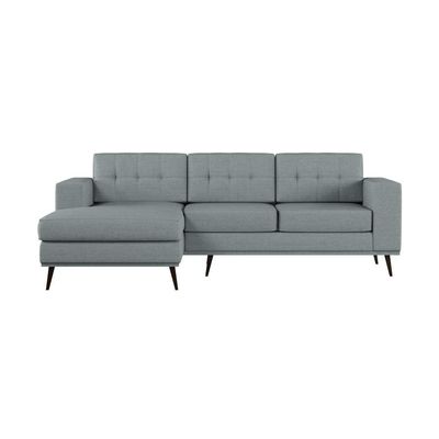 Sofá 3 Lugares Esquerdo Life com Chaise Esquerdo Pé Palito Linho Cotton Cinza