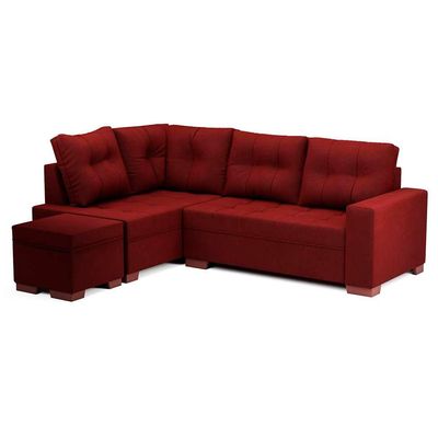 Sofá de Canto 6 Lugares Gávea Suede Vermelho