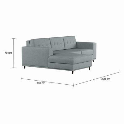 Sofá 3 Lugares Esquerdo Live com Chaise Esquerdo Pé Palito Linho Cotton Cinza