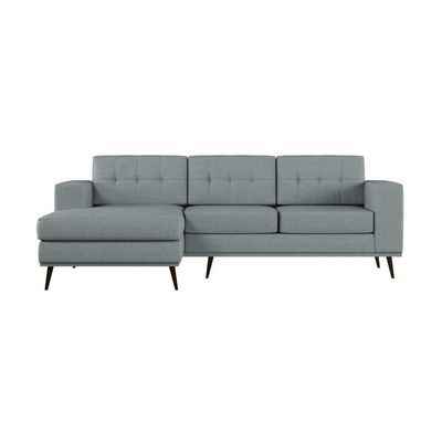 Sofá 3 Lugares Esquerdo Live com Chaise Esquerdo Pé Palito Linho Cotton Cinza