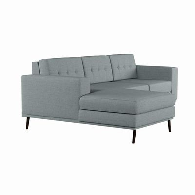 Sofá 3 Lugares Esquerdo Live com Chaise Esquerdo Pé Palito Linho Cotton Cinza