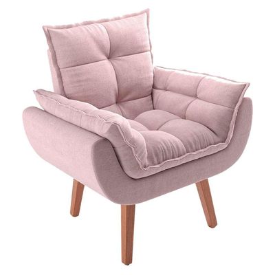 Poltrona Lidi Suede Rosa Claro