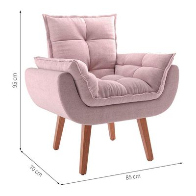 Poltrona Lidi Suede Rosa Claro