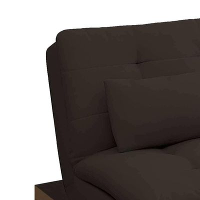Sofá-Cama 3 Lugares Casal Premium Base e Pés de Madeira Café