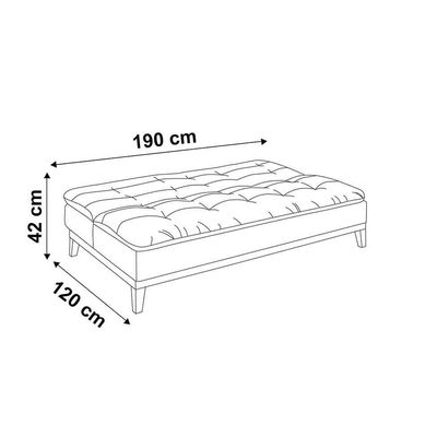 Sofá-Cama 3 Lugares Casal Premium Base e Pés de Madeira Café