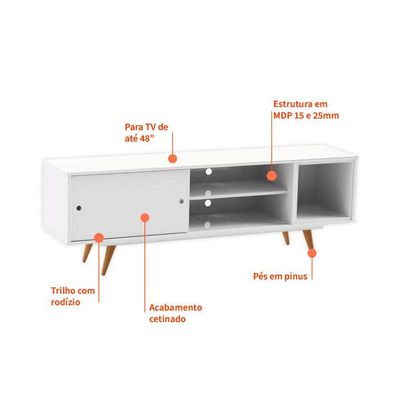 Rack Retrô Goslar Branco 162 cm