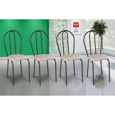 Conjunto com 4 Cadeiras Madryn Bege e Preto