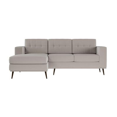 Sofá 3 Lugares Live com Chaise Esquerdo Pé Palito Linho Cotton Cru