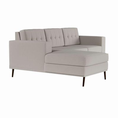 Sofá 3 Lugares Live com Chaise Esquerdo Pé Palito Linho Cotton Cru