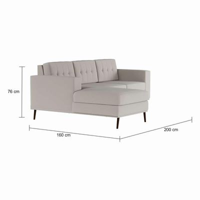 Sofá 3 Lugares Live com Chaise Esquerdo Pé Palito Linho Cotton Cru