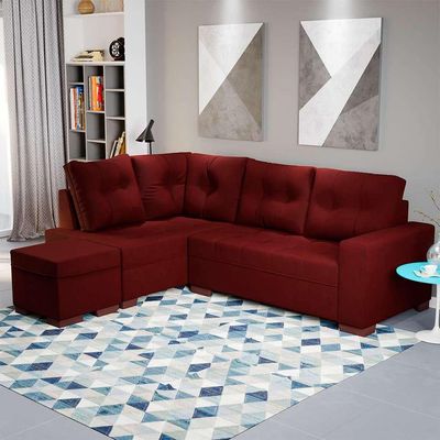 Sofá de Canto 6 Lugares Gávea Suede Vermelho