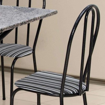 Conjunto de Mesa com 4 Cadeiras Tânia Craqueado Preto Listrado Branco e Preto