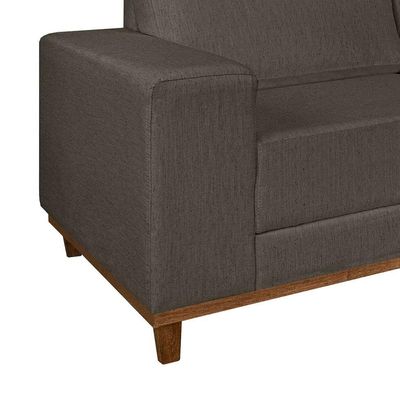 Sofá 4 Lugares Mônaco Com Chaise Direito Linho Marrom Escuro