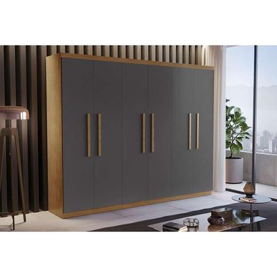 Guarda-Roupa Casal Malibu 6 PT 2 GV Imbuia e Grafite