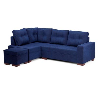 Sofá de Canto 6 Lugares Gávea Suede Azul