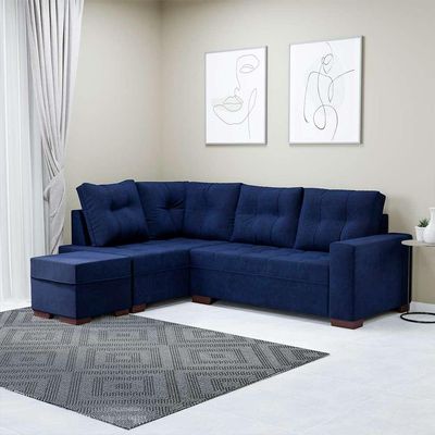 Sofá de Canto 6 Lugares Gávea Suede Azul