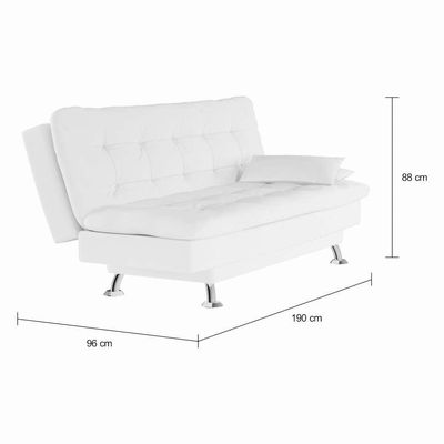 Sofá-Cama 3 Lugares Casal Autenticidade Branco
