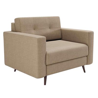 Poltrona Living Pé Palito Linho Cotton Bege