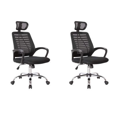 Conjunto com 2 Cadeiras de Escritório Diretor Giratórias Light Preto