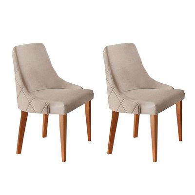 Conjunto com 2 Cadeiras Esmeralda Bege e Imbuia