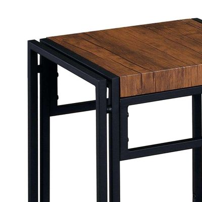 Conjunto de Mesa Wooden com 4 Bancos Preto e Amêndoa