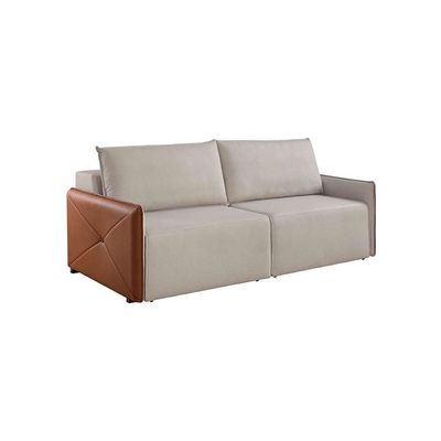 Sofá 4 Lugares Retrátil Urban Linho Bege e Caramelo 260 cm