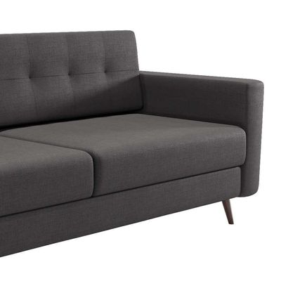 Sofá 3 Lugares Pé Palito Living Linho Cotton Grafite 180 cm