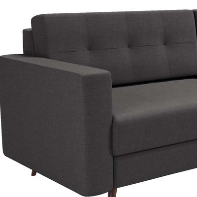 Sofá 3 Lugares Pé Palito Living Linho Cotton Grafite 180 cm