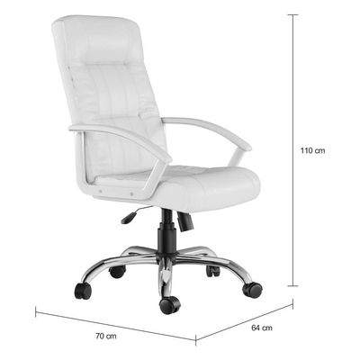 Cadeira de Escritório Presidente Giratória Room Plus Branca
