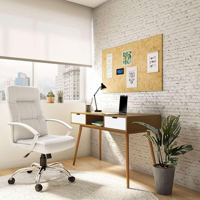 Cadeira de Escritório Presidente Giratória Room Plus Branca