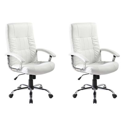 Conjunto com 2 Cadeiras de Escritório Presidente Giratórias Office Plus Branco