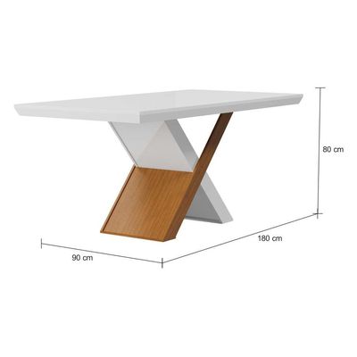 Conjunto de Mesa de Jantar com Vidro e  6 Cadeiras Elizabeth Veludo Creme e Off White